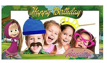 Cornice per Selfie Masha e Orso Personalizzabile in polistirolo 3D con nome ideale per fare foto e selfie durante feste eventi 45 x 100 cm circa