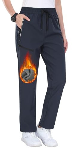 MoFiz Wanderhose Damen Wasserdicht Softshellhose Outdoorhose Thermohose Winddichte Berghose Winter Warme Trekkinghose Skihose für Wintersport Dunkelgrau XXL