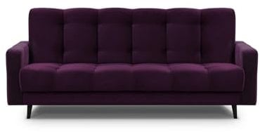 Mars Meble Schlafsofa mit Bettkasten - Dreisitzer 220cm Breit Polstersofa mit Schlaffunktion Nancy BIS, aus Velours Sofa mit Federkern Holzbeine, Stoff: Kronos 03 - lila