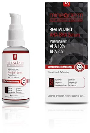 Mineaderm Revitalizing AHA BHA Serum – 10% AHA + 2% BHA Peeling-Serum zum Abspülen mit Glycolsäure, Salicylsäure & 5-Molekül-Hyaluronsäure für glatter wirkendes Hautbild & verfeinertes Porenbild 30 ml