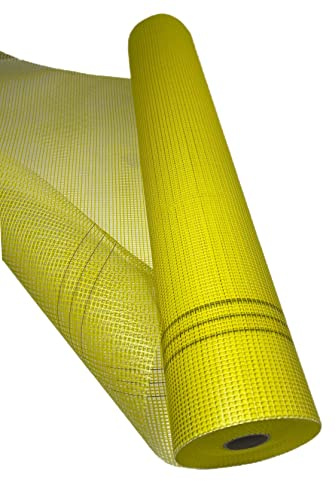 Lot de 4 rouleaux de tissu en fibre de verre indéchirable 165 g/m² Jaune 4 mm x 4 mm
