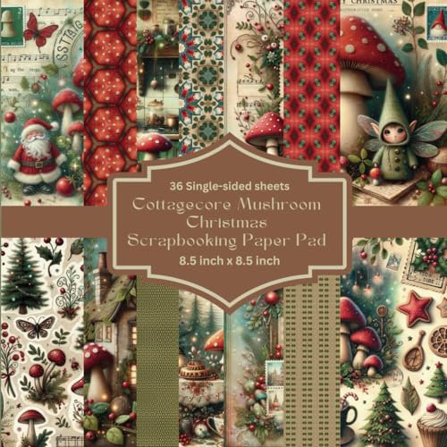 Cottagecore Mushroom Christmas Scrapbooking Paper Pad