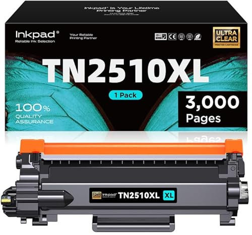 iNKPAD TN-2510XL Toner Kompatibel für Brother TN2510XL für MFC-L2800DW MFC-L2835DW HL-L2400DW DCP-L2620DW DCP-L2627DW DCP-L2660DW Drucker(1 schwarz)