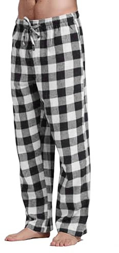 2024 AI Mode Herren Casual Plaid Lose Sport Plaid Pyjama Hosen Hosen Hosen Für Herren Übergröße (Black, XL)