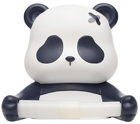 ComtechIQ Cute Panda Toilet Paper Holder for Kids, Resin Animal Wall Mounted Paper Roll Holder Dispenser for Bathroom Wall Decoration, No Drilling (Panda)