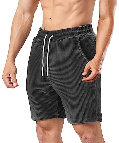 Homme Shorts Bermudas en Velours CôTelé Soft Short DéContracté avec Poches Et Cordon De Serrage RéGlable Short De Travail Homme Confortable Respirant Quotidien L'éTé Outdoor Plage Casual