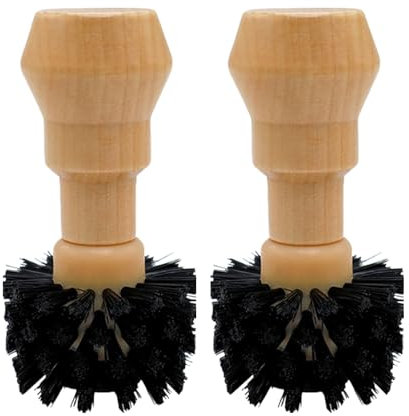 2 cepillos de limpieza de café, cepillo de limpieza de mango, cepillo redondo de limpieza, cepillo de limpieza de nailon, accesorios para cafetera, regalo barista, adecuado para máquina de café