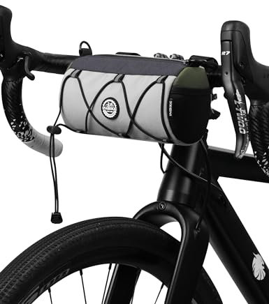 INBIKE Borsa Manubrio Gravel Borse Bici Manubrio Borsa Telaio Bici Borsa Bicicletta da Sella con Tracolla Regolabile Accessori Impermeabile Riflettente per Bici da strada MTB BMX Khaki