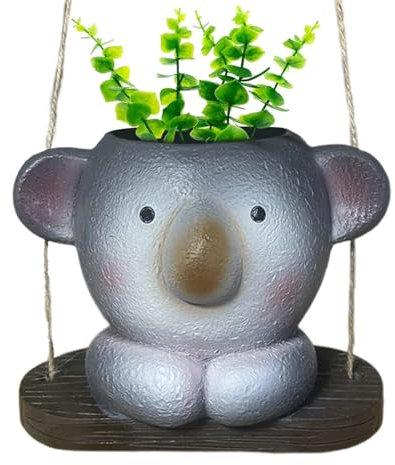 Harz-Blumentopf, lächelnde Blumenvase,Swing Koala-Gesicht Harz Pflanzgefäß - Kunstvase Smiling Expression Blumentopf für den Innen- und Außenbereich p