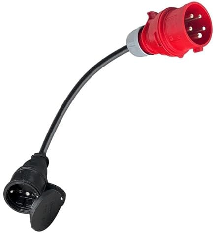 CEE 16A Starkstrom Stecker auf Schuko Kupplung 230V,CEE-Adapterkabel Starkstrom Leitung CEE-Stecker 5-polig Schuko Kupplung - 3x2,5mm² Gummischlauchleitung IP44