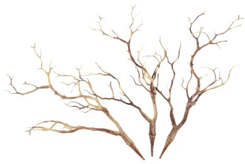 PATKAW 3pcs Artificial Antler Dried Tree Branches, Plastic Fake Branches Witch Antler Decorative Plant Christmas Tree Branch for Wedding Christmas Party Home Supplies, coffee.