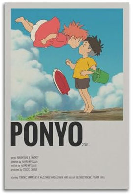 SZTIANCAI Ponyo Anime-Poster, Schlafzimmer, Wohnzimmer, Wanddekoration, Poster, Ästhetik, Art-Deco, 30 x 45 cm, ungerahmter Stil