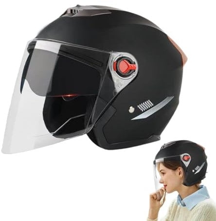 Adult Motorcycle Helmet, Open Face Motorcycle Helmet, 3/4 Moped Helmets for Adult Women Men, Motorbike Crash Helmet, Motorcycle Helmets with Visor for Scooter