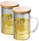 Teegläser mit Sieb und Deckel, 2 Stück 500ml Teetasse Kaffeegläser Teegläser mit Henkel, Trinkgläser Kaffeetassen Glasbecher aus Borosilikatglas, Latte Macchiato Gläser, Espressotassen Cappuccino