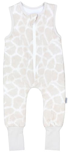 TupTam Gigoteuse à Pied – Turbulette avec Pied Bébé 2.5 TOG Toute Saison, Coton OEKO-TEX, Imprimé léopard beige avec pied retournable, 92-98