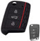 XEBRAD 3 Buttons Flip Key Silicone Cover Fob Hull, for VW, for Golf, 7 MK7, for Skoda, for Octavia, COMBI, for Seat, LEON, IBIZA, CUPTRA car key shell(Black)