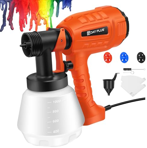 800ML/Min Farbpistole für Wandfarbe, 400W Elektrisch Lackierpistole Farbspritzgerät HVLP Lackierpistole mit 3 Düsen und 3 Spritzmuster für Wandfarben, Lacke, Lasuren, Holz