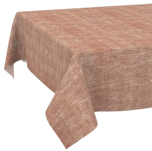ANRO Tischdecke abwaschbar Leinenoptik Rot 130x90 cm Outdoor wetterfest | Tischwäsche aus beschichtetem Stoff – schmutz- & wasserabweisend, pflegeleicht – waschbar bei 30 °C