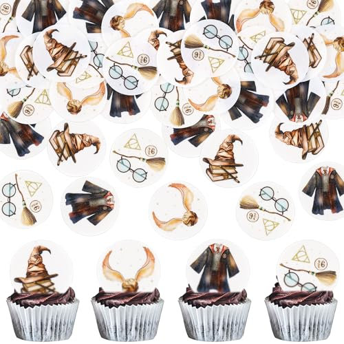 Blumomon 40Pcs Edible Wizard Cupcake Toppers Edible Magic Robe Inspired Cupcake Picks Wizard Themed Birthday Party Cake Decoration Supplies