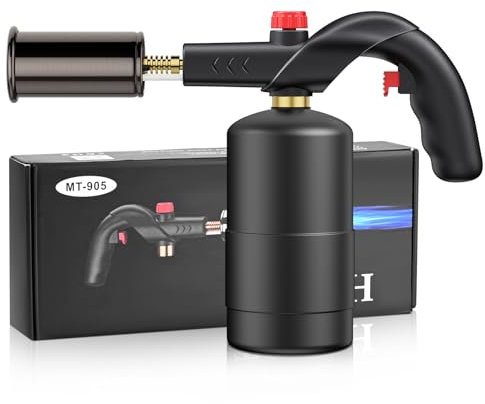 Cannello a Gas MAPP, Fiamma Regolabile a 1300°C, Cannello a Gas Portatile da 50MM Compatibile con Bombole Propano e Butano per Carbonizzazione, Fusione di Metalli(Sin cilindro de gas)