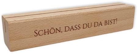 KATINGA Personalisierter Holz Kartenhalter mit Wunschgravur | Tischkartenhalter | Menükartenhalter (15cm)
