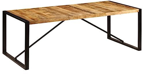 Snsowed Esstisch, Esszimmertisch, Baumkantentisch, Dining Tables, Esszimmermöbel, Küchentisch, 220 x 100 x 75 cm Mango-Massivholz