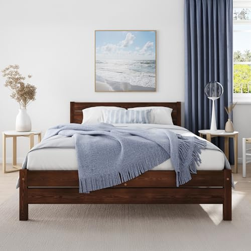 Nodax Super King Bed Frame – Solid Pine Wooden Bed Frame for Adults, F3 Easy Assemble Bed with Sturdy Slats & Extra Four Supportive Legs, Comfortable Bedroom Furniture | 6ft (Walnut)