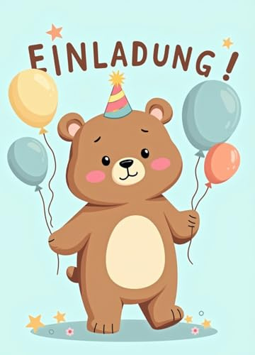 ZETTMANN Bär Einladungskarten 10er Set – Kindergeburtstag Einladung Junge & Mädchen – Teddy Motiv – Einschulung Karten – Hochwertiger Premium Druck