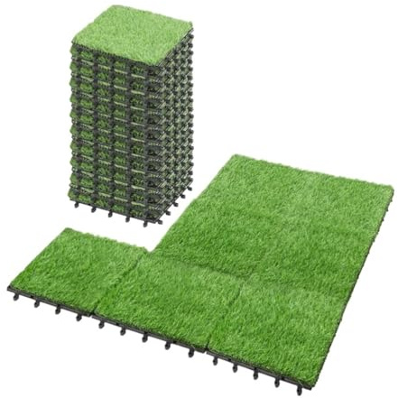 YZDKR 27pcs Grass Flooring Tile Interlocking Turf Tile Artificial Grass Decor Green for Outdoor Spaces