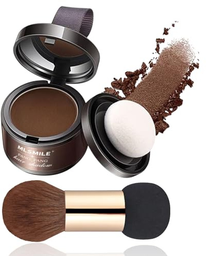 CHSEEO Ansatzpuder Haaransatz Puder mit 3 Bürstenköpfe, Haarpuder Ansatz für Frauen Männer, Hair Concealer Hairline Powder, Haaransatz Kaschieren, Graue Haare Abdecken Sofort - Dunkelbraune Haarfarbe