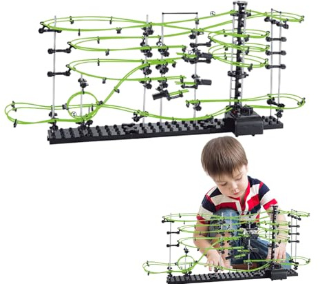 Murmelbahn mit Akku, Bausatz für Achterbahn, Spielzeug für Bildungswissenschaften für Kinder, kinetisches Murmelbahnspielzeug, Konstruktionsspielzeug