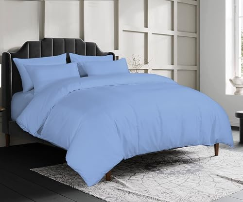 sleepdove® LUXURY EGYPTIAN COTTON 200 COUNT BEDDING SETS DUVET COVER SET (QUILT COVER WITH PILLOW CASES (Super King, Blue)