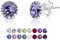 DTPSilver - Damen Ohrringe 925 Sterling Silber und mit Kristallen von Swarovski® Elements 6 mm Runde Ohrstecker - Farbe : Tansanit