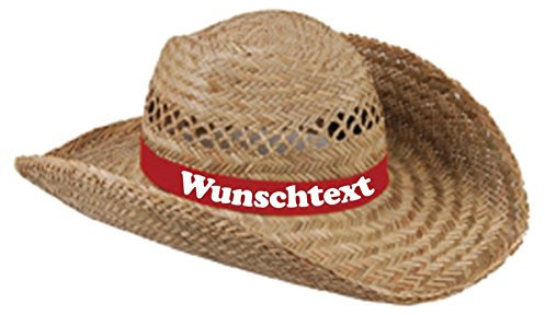 CrazyShirt Strohhut mit Wunschaufdruck auf Hutband (rot)