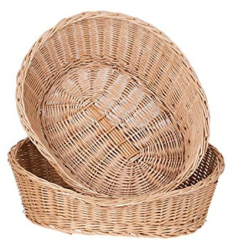 e-wicker24 Ensemble deux plateaux ovale à garnir en osier naturel, corbeille cadeau, panier cadeau,présentoir, gondole en osier