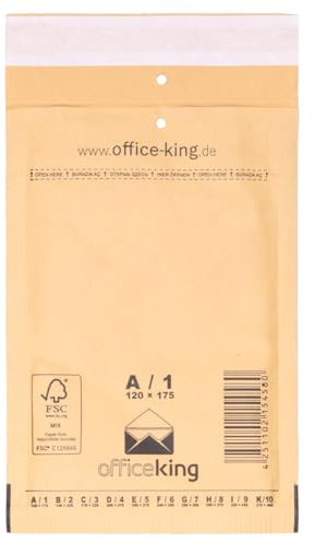 officeking 200 Luftpolsterversandtaschen Luftpolsterumschlag A1 braun 120 x 175 mm DIN A7 Luftpolster Verpackung Polsterumschläge Briefumschläge gepolstert