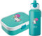 4youDesign Set: türkise Brotdose & Trinkflasche für Kinder -EINHORN- personalisiert mit Namen, mit Bento Box, Gabel & PopUp Flasche, Einschulung, Schule (Türkis)
