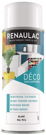 AEROSOL BOMBE DE PEINTURE BLANC MAT TOUS SUPPORT BOIS METAL ALU PLASTIQUE INTERIEUR EXTERIEUR 400 ml RADIATEUR