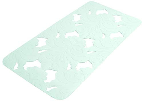 Lashuma Kautschuk Badewanneneinlage Barocco 72x36 cm, Elegante Badematte mit Barock Motiv, Wanneneinlage Alpin Blau