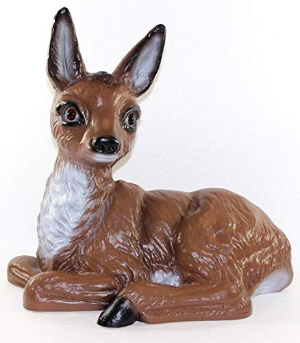 RAKSO Deko Garten Figur Dekofigur Gartenfigur Tierfigur REH liegend aus Kunststoff Höhe 35 cm
