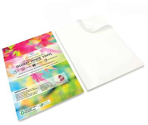 Evergreen Goods 10 Sheets A4 Glossy White Sticker Vinyl Labels | Waterproof Inkjet Printable | Premium Quality Sticky Back Self Adhesive PVC | Suitable for Cricut, Silhouette and Other Cutters
