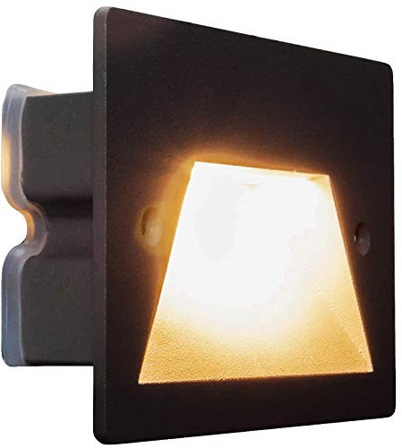 Foco para marcador de ejes IP65 LED 3 W empotrable caja 503 escaleras jardín avenida escalones (4000 K, negro)