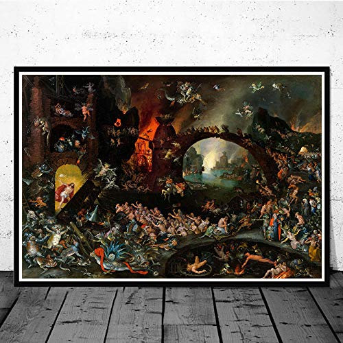 CNHNWJ Hieronymus Bosch Hölle Bild Kunstdrucke Leinwand Zuhause Wand Gemälde Korridor Bilder Wohnzimmer Zimmer Schlafzimmer Wand Dekor Hieronymus Bosch Poster 50x70cm Rahmenlos