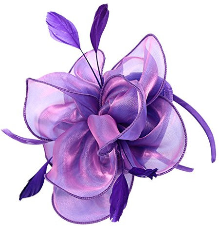 Colcolo Atemberaubende Lady Fascinator Schleier Hut Stirnband Cocktail Party, lila