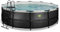 EXIT TOYS Piscine Black Leather - ø450x122cm - Grande Piscine Ronde à Cadre avec Pompe à Filtre à Sable - Piscine Extra Profonde - Cadre Solide - Échelle de Piscine Incluse - Noir