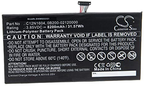 vhbw batteria compatibile con Asus Transformer Mini T103HAF-GE8301T, T103HAF-GR007T tablet (8200mAh, 3,85V, Li-Poly)