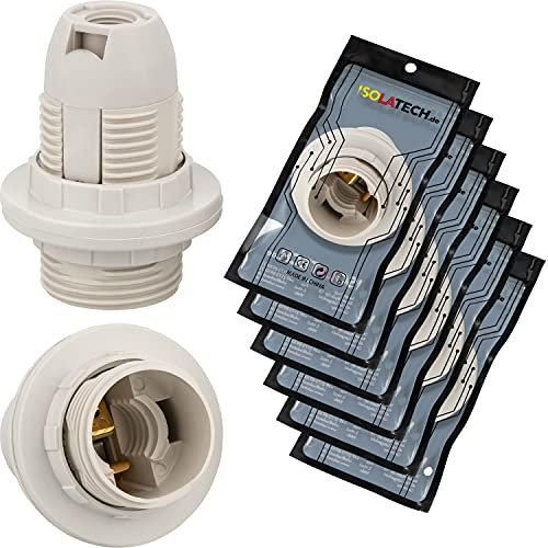ISOLATECH 6pc Douille E14 plastique avec 2 anneaux de vis/anneaux de support d'abat-jour Ampoules LED à économie d'énergie (max.250V/4A) Ampoule Accueil Plafond Salle de bains Installation Cuisine