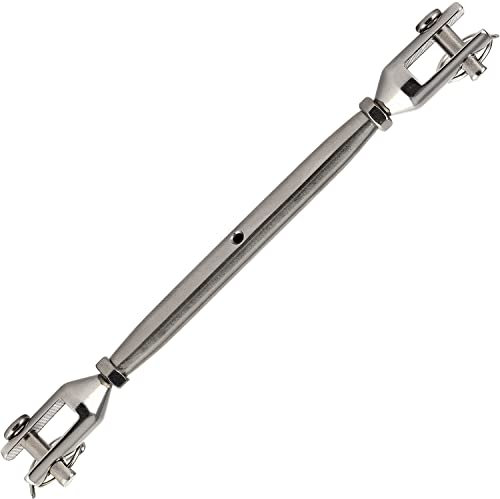 OPIOL QUALITY® Wantenspanner Gabel - Gabel M12 aus Edelstahl A4 V4A (4 Stück) Gedrehte Geschlossen Seilspanner Spannschlos Spanner Spannschlösser Spannschraube