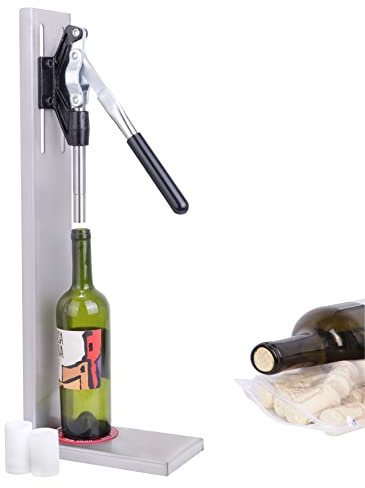 Saladulce Wine Bottle Corker Press, Stainless Steel Corking Machine for Wine Bottles with 2 POM Sleeves