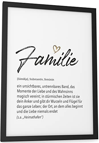 Papierschmiede® Herz Definition: Familie, DIN A4 (ca. 21x30 cm), Poster für Wohnzimmer, Schlafzimmer, Wandbild Wanddeko Geschenk Geburtstag Jubiläum - ohne Rahmen